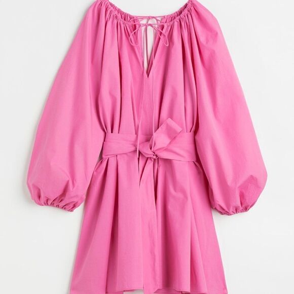 H&M Tie Belt Dress Pink New Belted Barbiecore Barbie Core - Picture 8 of 10